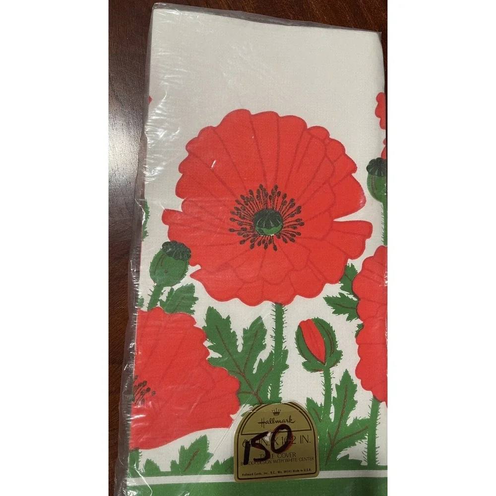 Vintage Hallmark‎ Poppy Floral Paper Table Cover 60